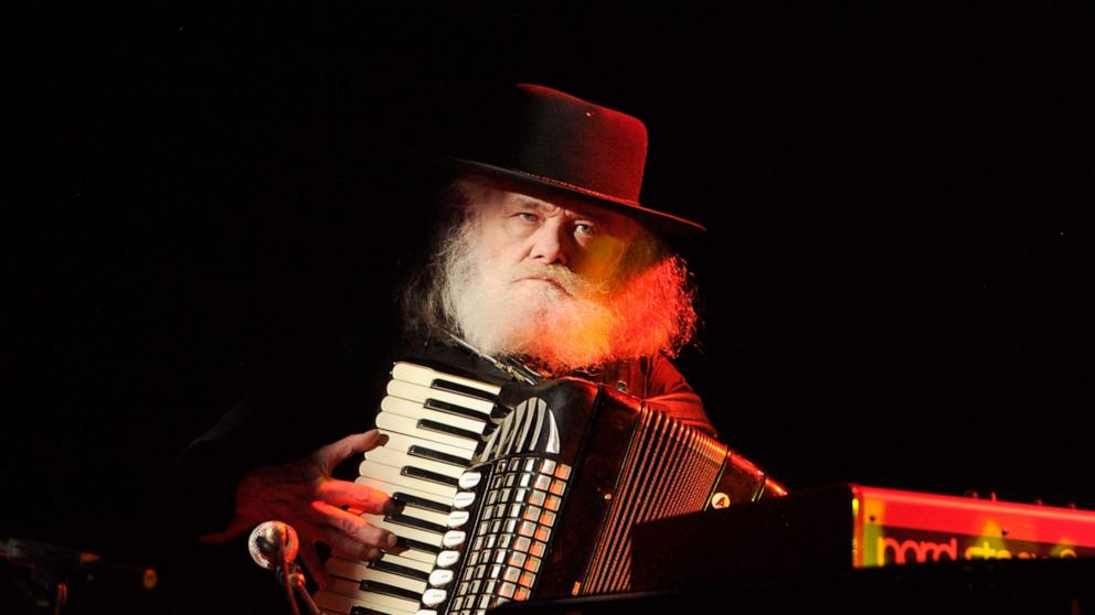 PHOTO: In this Oct. 3, 2012, file photo, Garth Hudson performs on stagen in East Rutherford, New Jersey. 