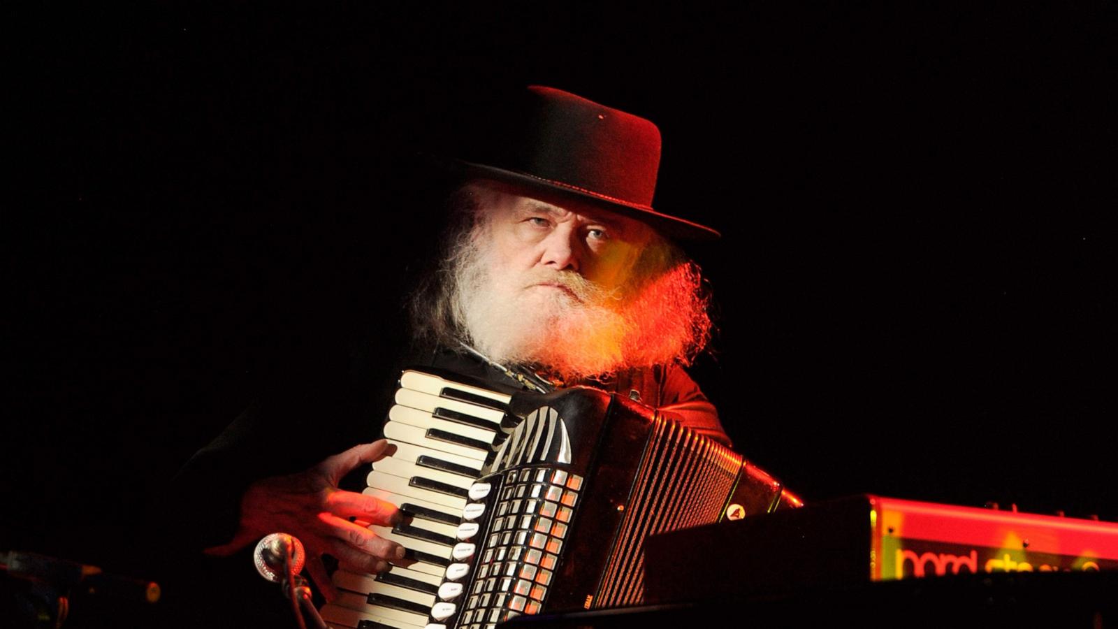 PHOTO: In this Oct. 3, 2012, file photo, Garth Hudson performs on stagen in East Rutherford, New Jersey.