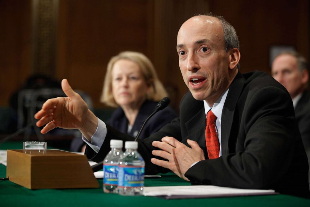 PHOTO: In this May 22, 2012, file photo, Futures Trading Commission Chairman Gary Gensler answers questions from senators while testifying before the Senate Banking, Housing and Urban Affairs Committee about derivatives reform on Capitol Hill.