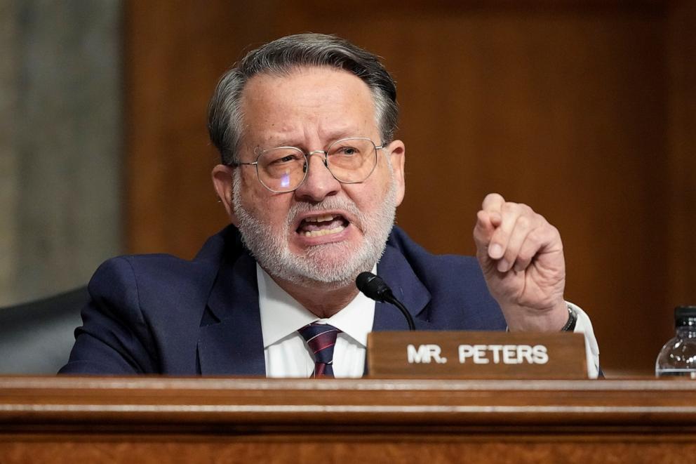 PHOTO: Sen. Gary Peters speaks during the Senate Armed Services Committee confirmation hearing for Pete Hegseth, President-elect Donald Trump's choice to be Defense secretary, at the Capitol in Washington, Jan. 14, 2025. 