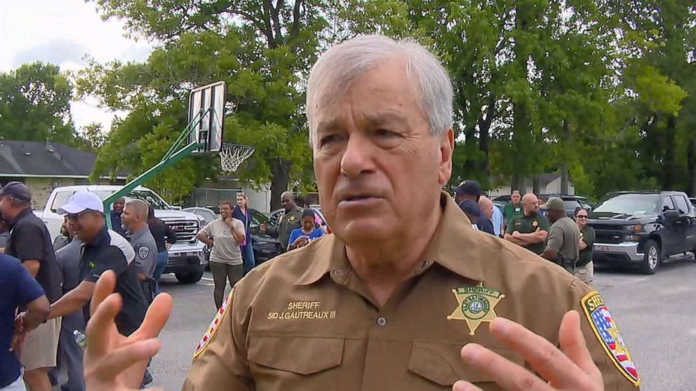 PHOTO: Sheriff Sid Gautreaux talks with ABC News about their outreach program that uses basketball to build relationships with the community, in East Baton Rouge Parish, La., June 28, 2021.