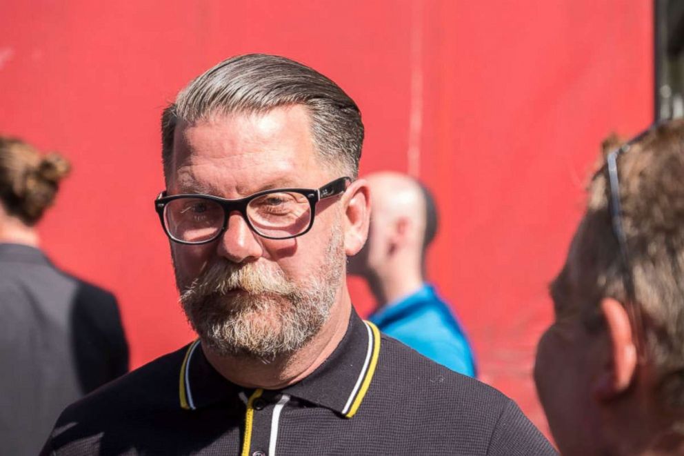 PHOTO: Gavin McInnes arrives at the Day for Freedom event in Whitehall, May 6, 2018 in London.