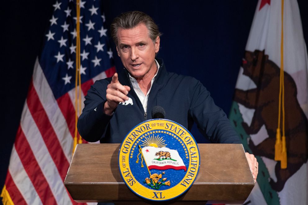 PHOTO: California Gov. Gavin Newsom speaks in Sacramento, Calif., Jan. 10, 2023.