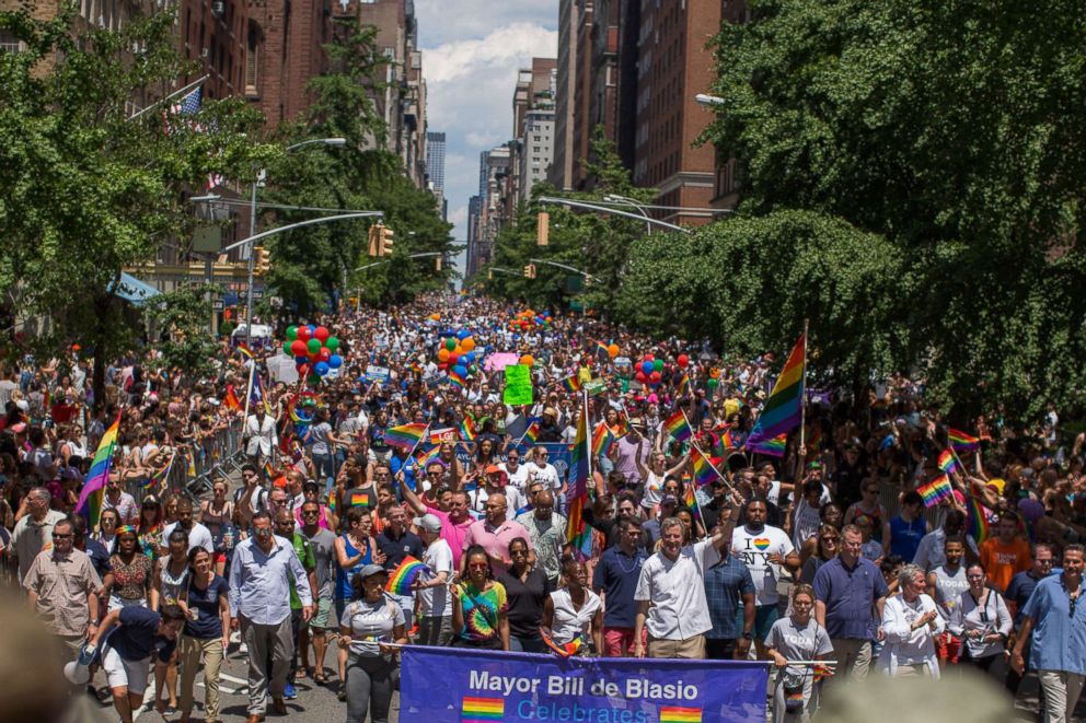 PHOTO: Thousands of people take part in the annual New York Gay Pride Parade in Fifth Avenue on June 25, 2017 in New York.