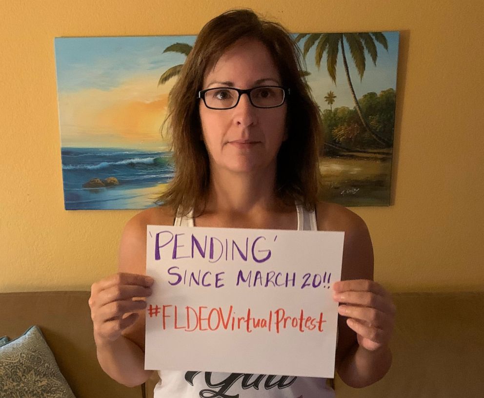 PHOTO: Lisa Gecelosky found out that she was deemed ineligible for unemployment benefits shortly after participating in a virtual protest of Florida's Labor Department.