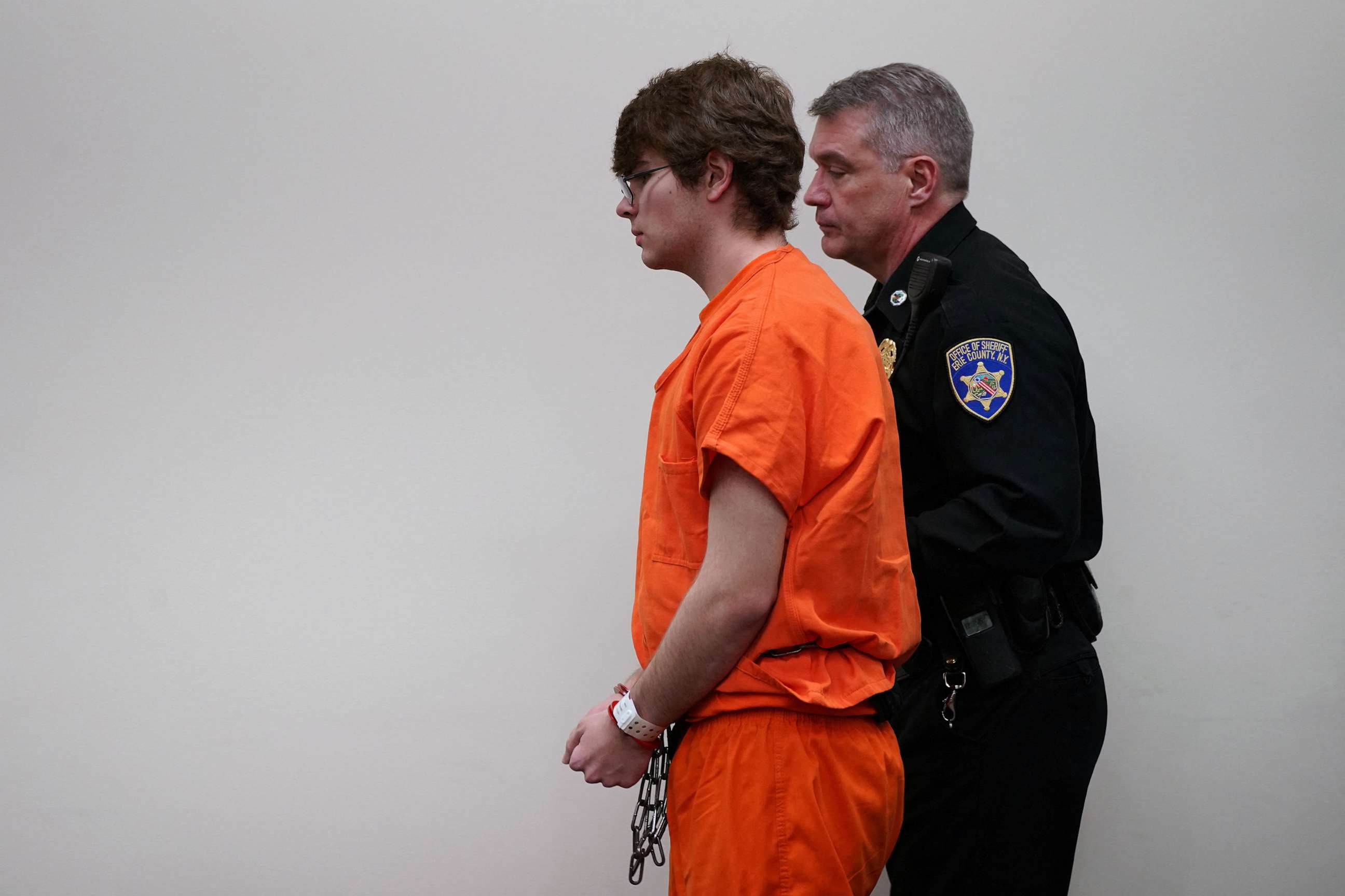 PHOTO: Tops gunman Payton Gendron is escorted out of the courtroom in Buffalo, NY, Feb. 15, 2023.