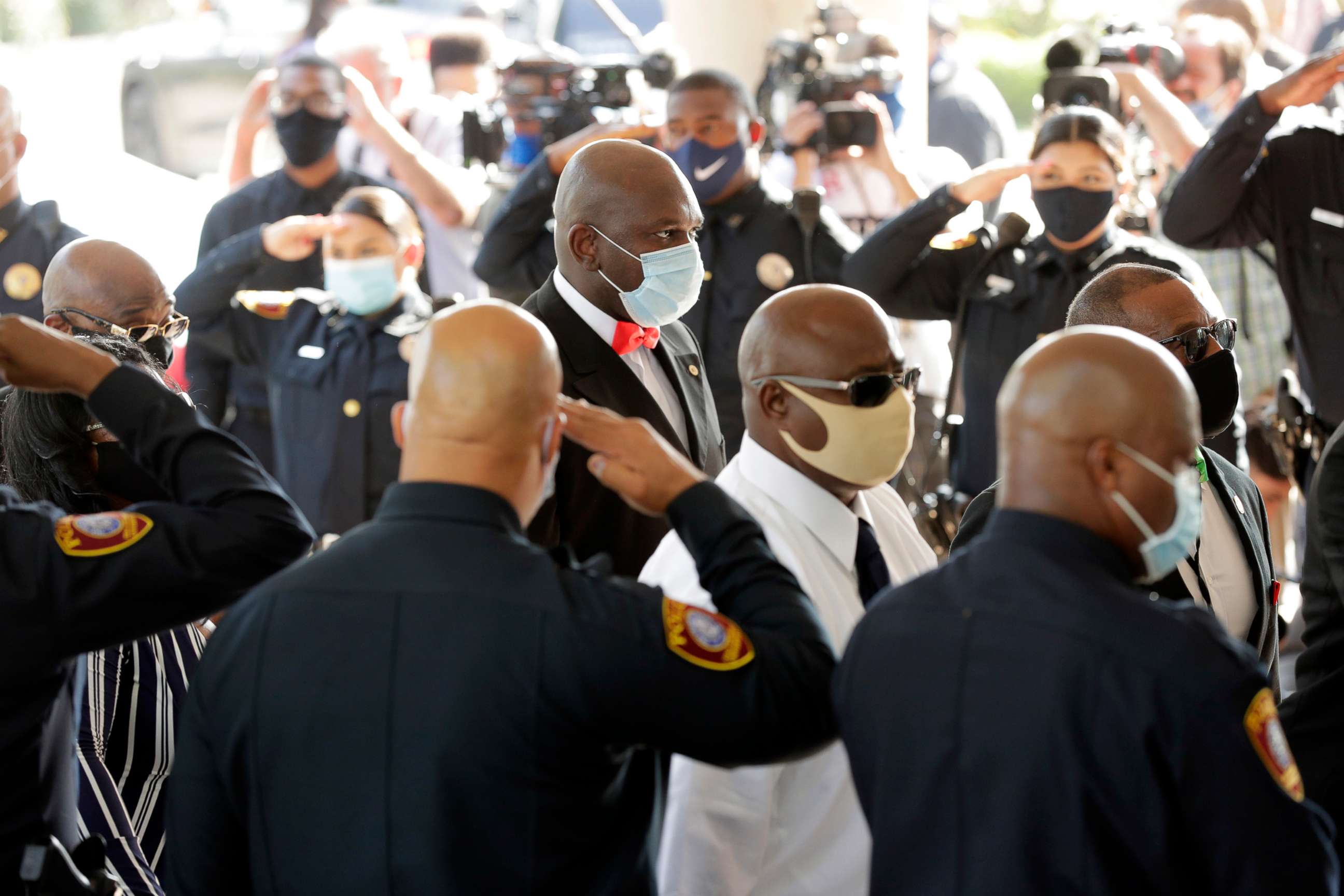 PHOTO: George Floyd's family arrives for Floyd's funeral service at the Fountain of Praise Church on June 9, 2020, in Houston.