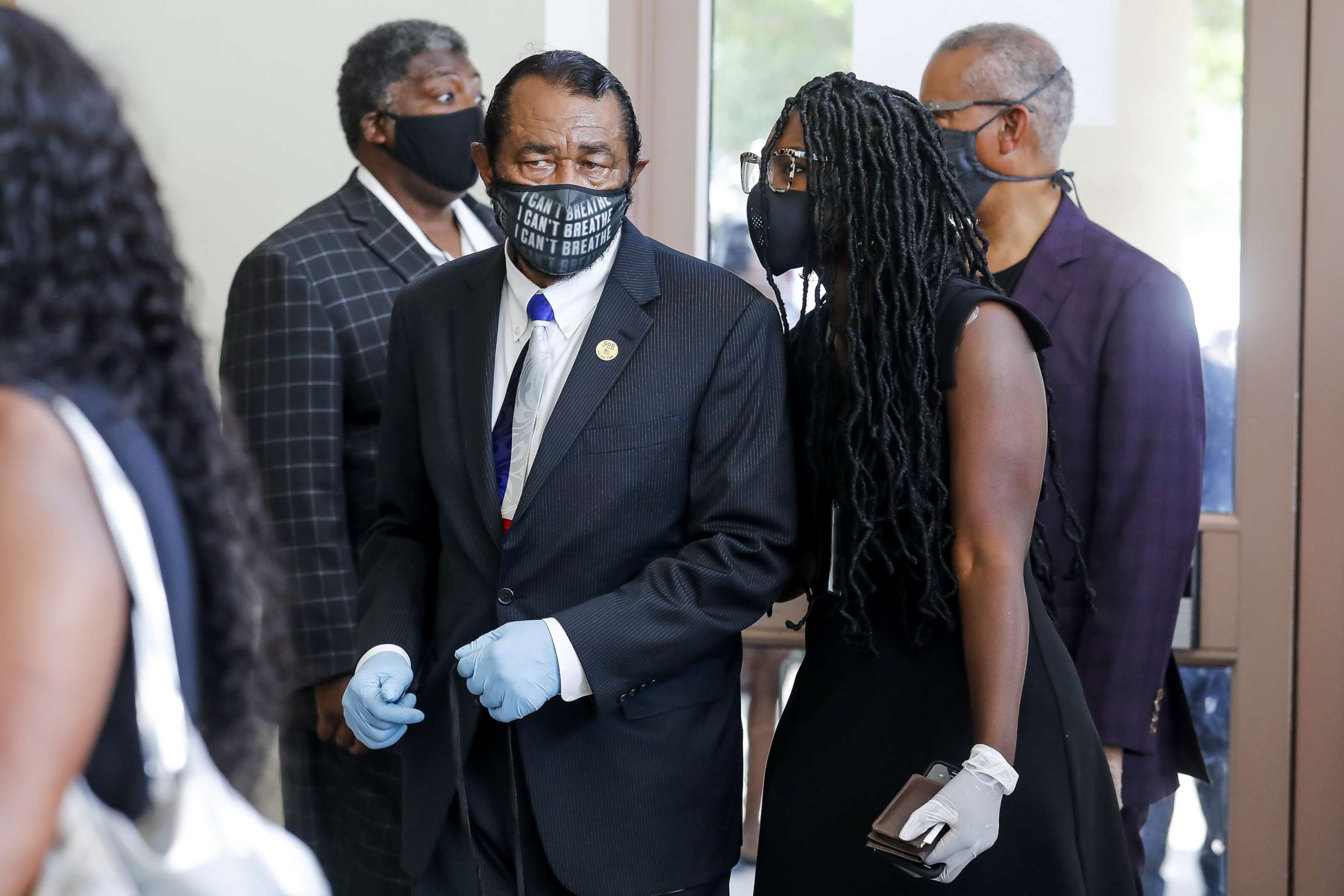 PHOTO: Congressman Al Green enters The Fountain of Praise church for the private funeral for George Floyd on June 9, 2020, in Houston.