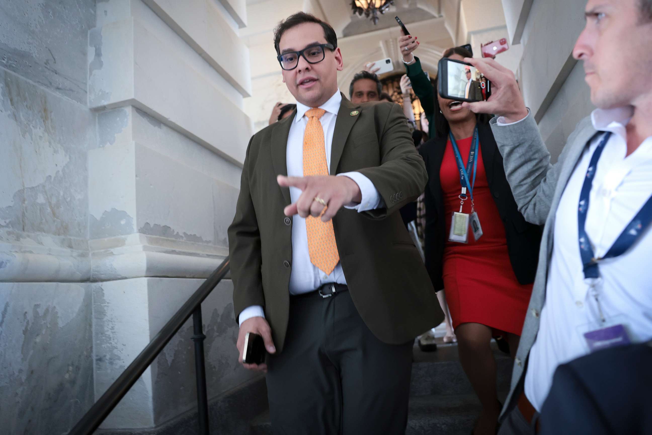 PHOTO: Rep. George Santos departs the U.S. Capitol after a vote on May 11, 2023 in Washington.
