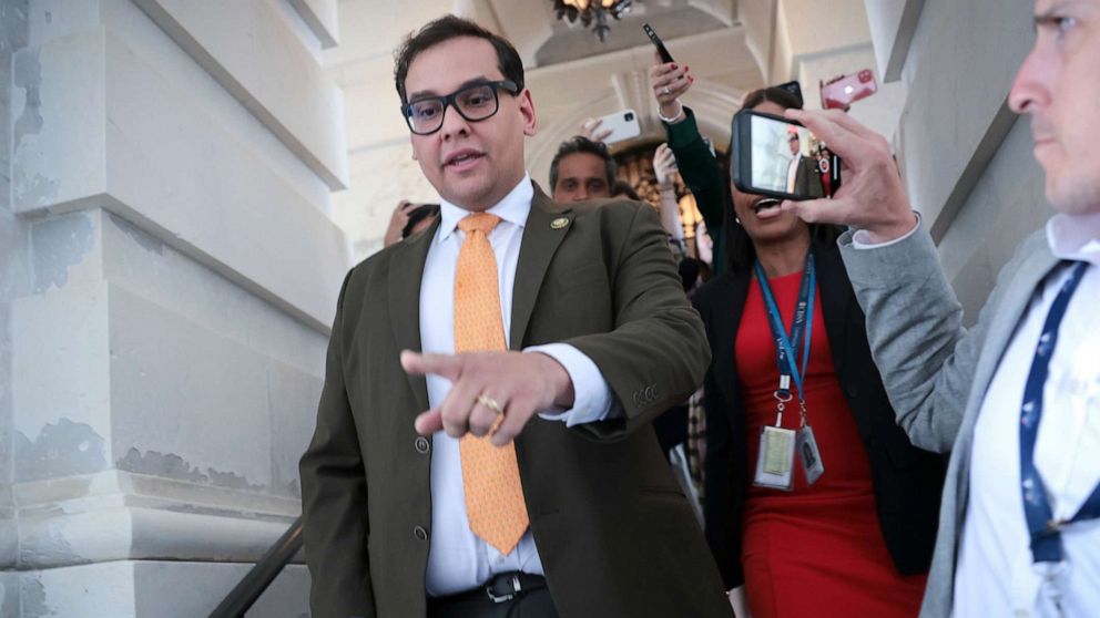 PHOTO: Rep. George Santos departs the U.S. Capitol after a vote on May 11, 2023 in Washington.