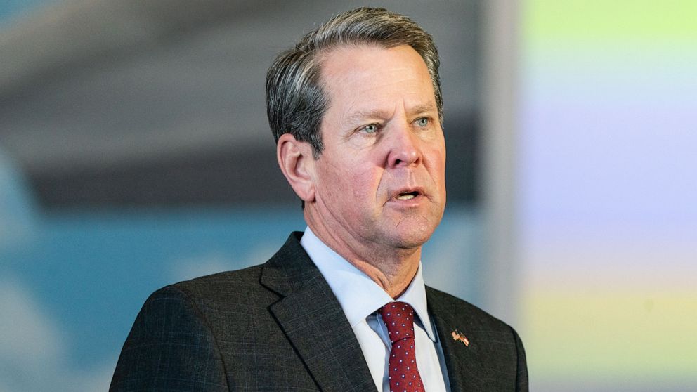 PHOTO: Brian Kemp, governor of Georgia, speaks during a news conference at a mass covid-19 vaccination site in Hapeville, Ga., Feb 25, 2021.