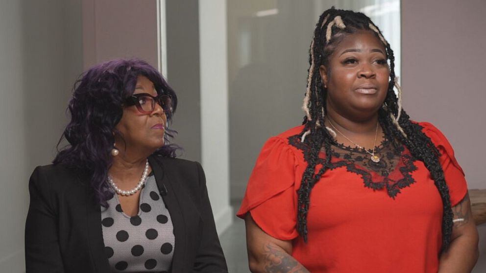 PHOTO: Former Georgia election workers Ruby Freeman, left, and her daughter Shaye Moss appear on the ABC News program Impact x Nightline, Nov. 3, 2022. 