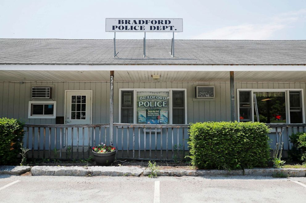 PHOTO: A sign marks the Bradford Police Department after the Federal Bureau of Investigation reported the arrest of Ghislaine Maxwell in Bradford, N.H., July 2, 2020.