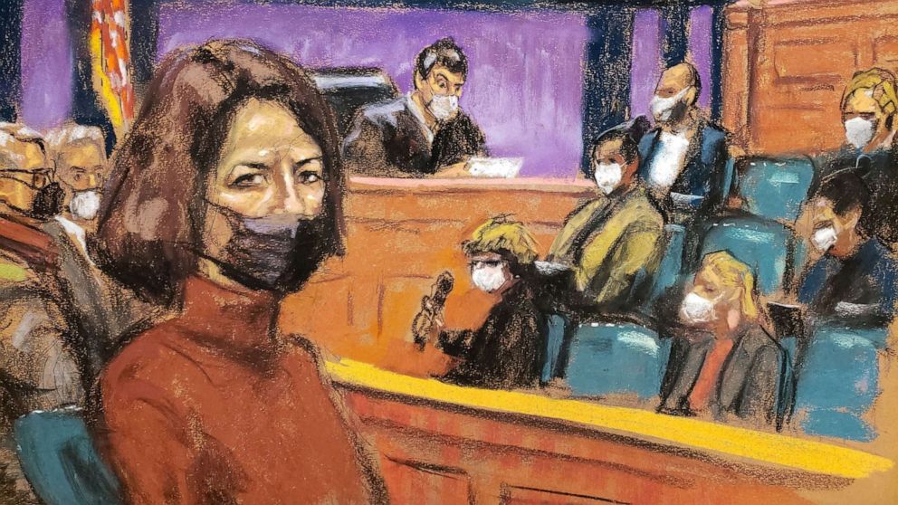 PHOTO: Jeffrey Epstein associate Ghislaine Maxwell sits as the guilty verdict in her sex abuse trial is read in a courtroom sketch in New York, Dec. 29, 2021.