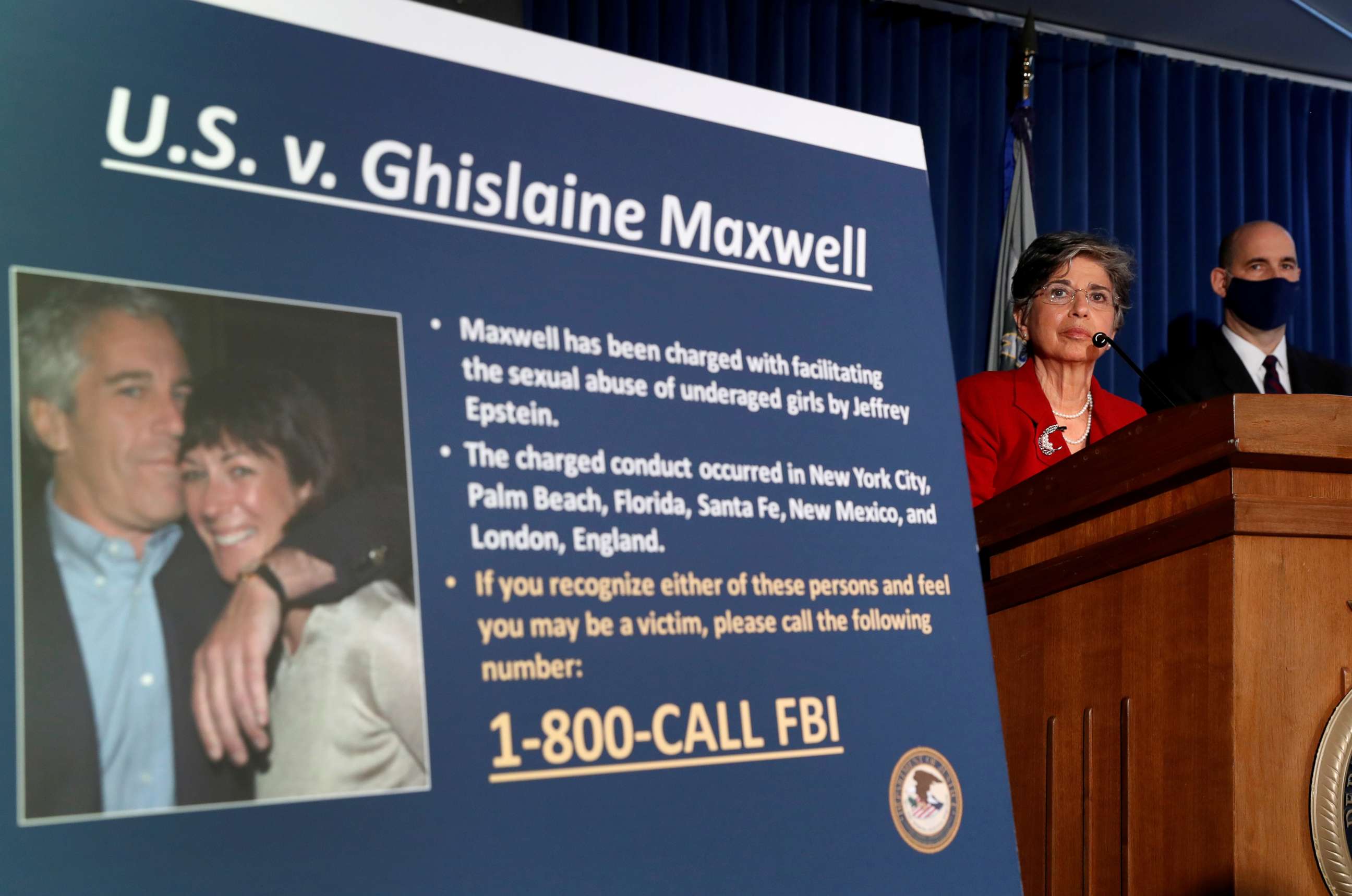 PHOTO: Audrey Strauss, acting U.S. attorney for the Southern District of New York, speaks at a news conference announcing charges against Ghislaine Maxwell for her role in the sexual exploitation of minors by Jeffrey Epstein in New York, July 2, 2020.