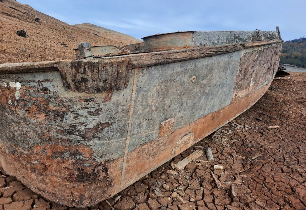 PHOTO: A photo posted by the U.S. Forest Service - Shasta-Trinity National Forest shows the rusted shell of a second world war Higgins boat known as the "Ghost Boat" on the bottom of Lake Shasta, in Redding, Calif.