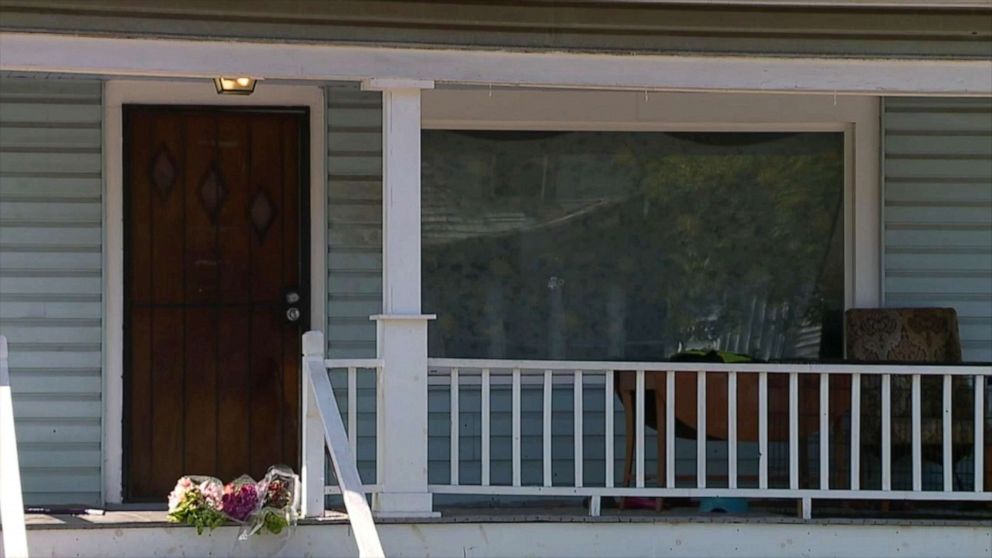 PHOTO: Flowers left on the porch of a home in Cleveland where a six-year-old girl was shot in the head and killed as she slept, Oct. 5, 2019.