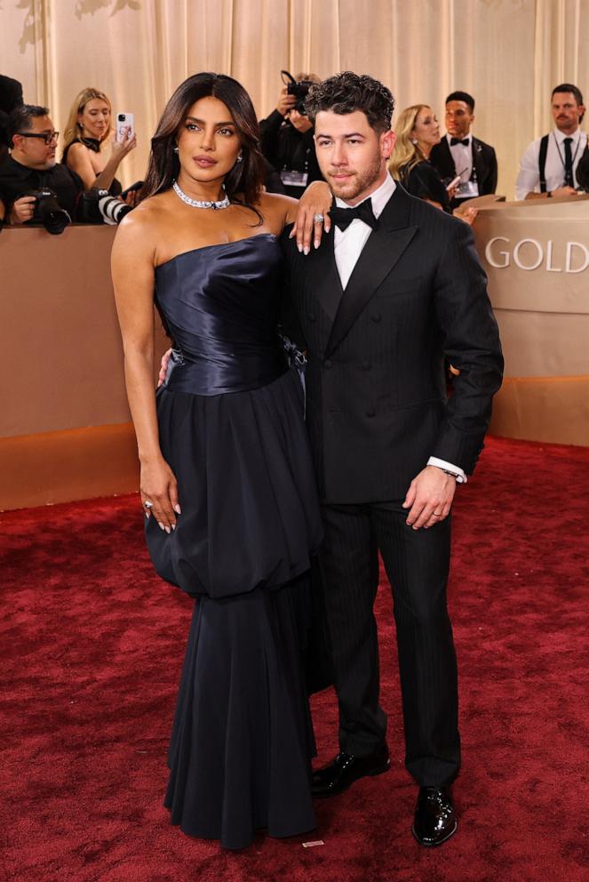 PHOTO: Priyanka Chopra Jonas and Nick Jonas arrive at the 83rd Annual Golden Globes in Beverly Hills, Calif., January 11, 2026. 