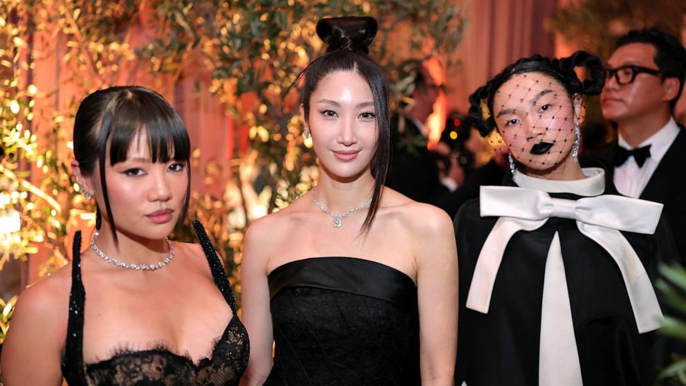 PHOTO: Rei Ami, EJAE, and Audrey Nuna attend the 83rd Annual Golden Globes in Beverly Hills, Calif., January 11, 2026.
