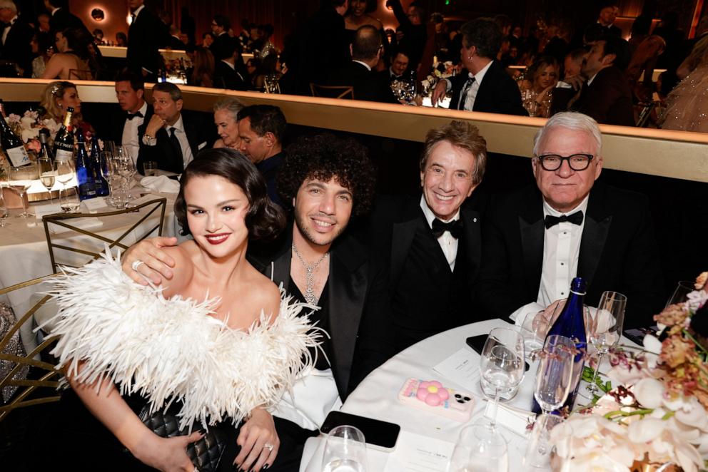 PHOTO: Selena Gomez, Benny Blanco, Martin Short and Steve Martin George Clooney and Amal Clooney attend the 83rd Annual Golden Globes in Beverly Hills, Calif., January 11, 2026.