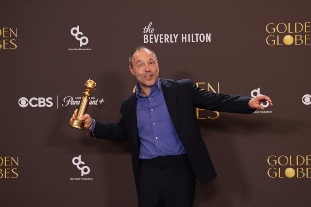 PHOTO: British actor Stephen Graham poses in the press room with the Best Actor in a Limited Series, Anthology Series, or Television Movie award for "Adolescence" during the 83rd Annual Golden Globes in Beverly Hills, Calif., January 11, 2026.