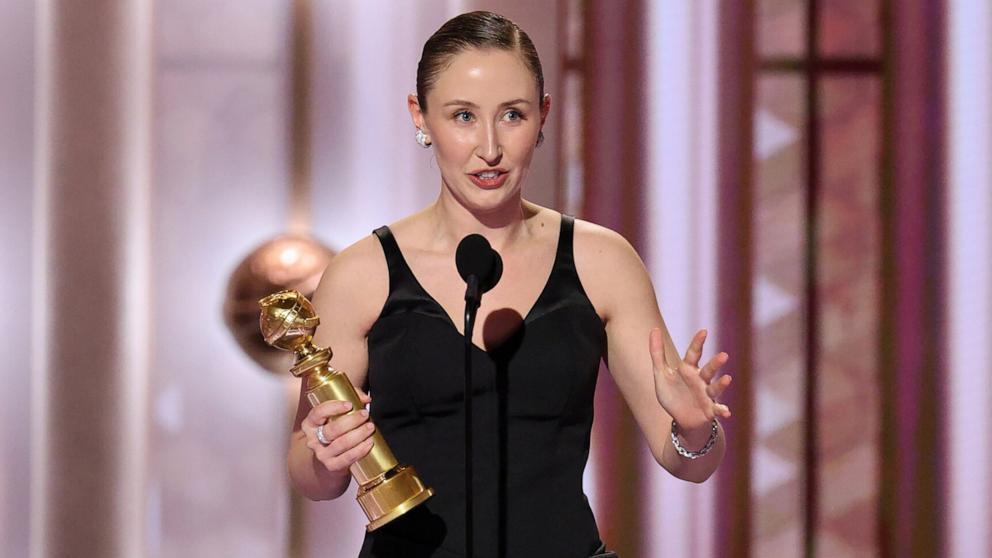 PHOTO: Erin Doherty accepts the Best Performance by a Supporting Actress on TV Award for "Adolescence" during the 83rd Annual Golden Globes in Beverly Hills, Calif., January 11, 2026.