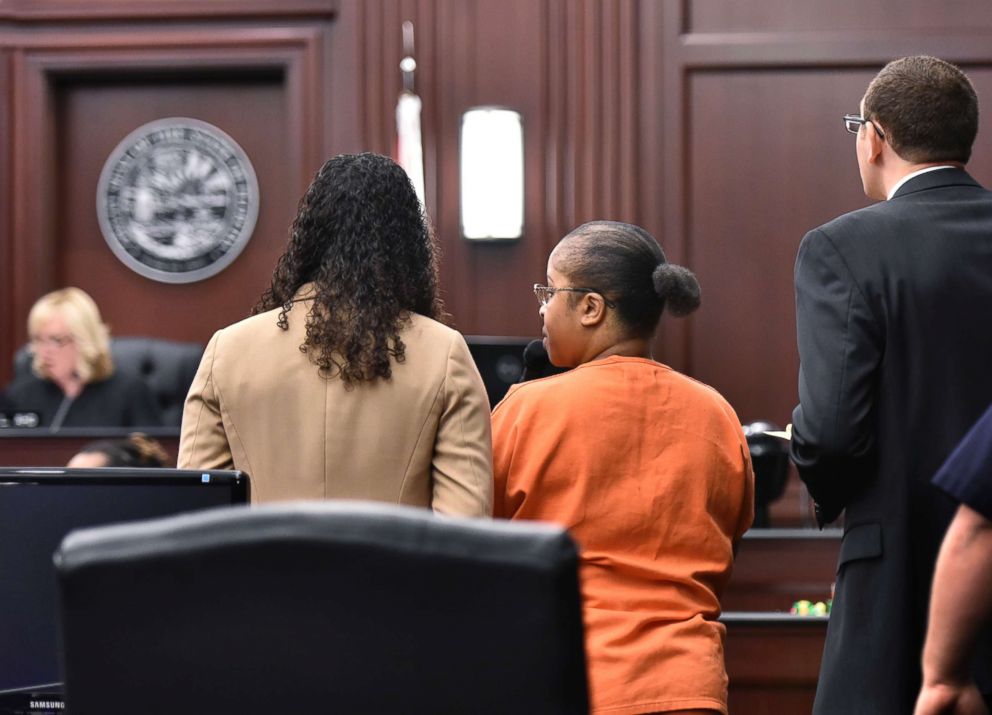 PHOTO: Gloria Williams stands with her attorneys as she is sentenced by Judge Marianne Aho in the kidnapping of newborn Kamiyah Mobley, June 8, 2018 at the Duval County Courthouse in Jacksonville, Fla.