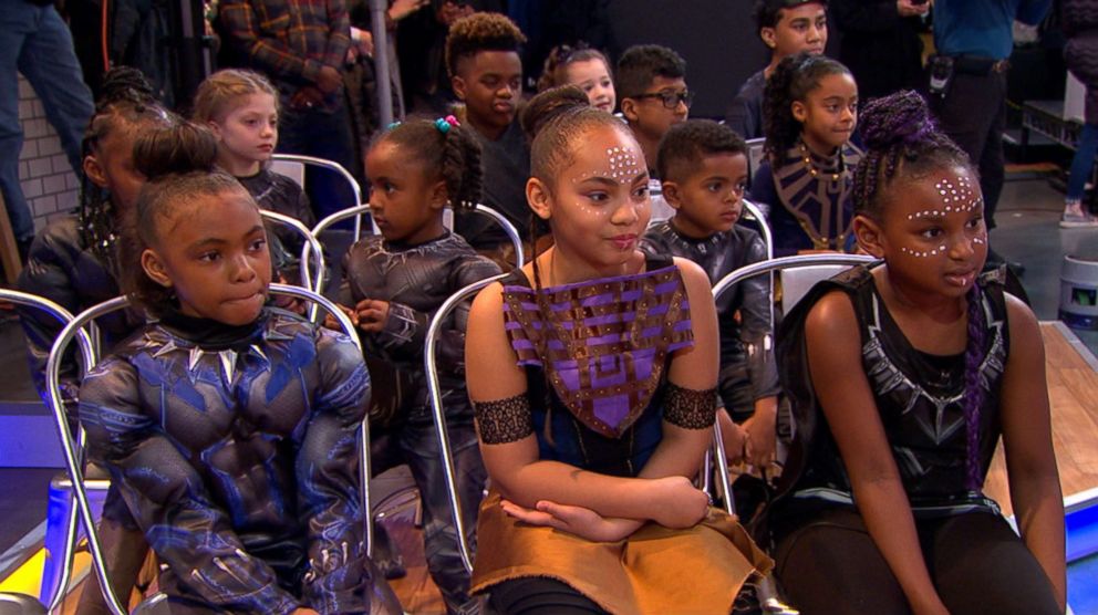 PHOTO: Young fans from "GMA's" live audience seen dressed as Letitia Wright's character, Shuri.