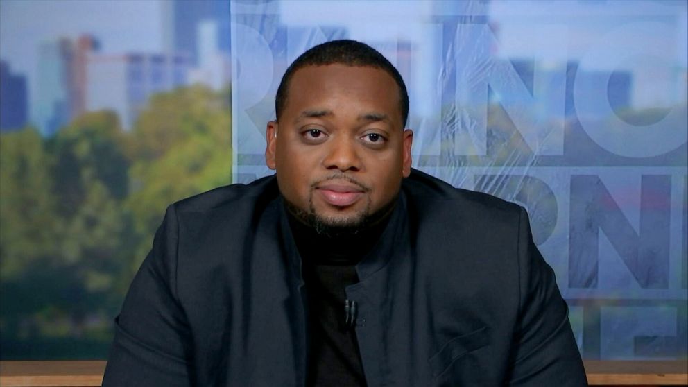 PHOTO: Brandon Mitchell, juror 52 in the trial against former Minneapolis police officer Derek Chauvin, speaks to ABC News for an interview on "Good Morning America" on April 28, 2021.