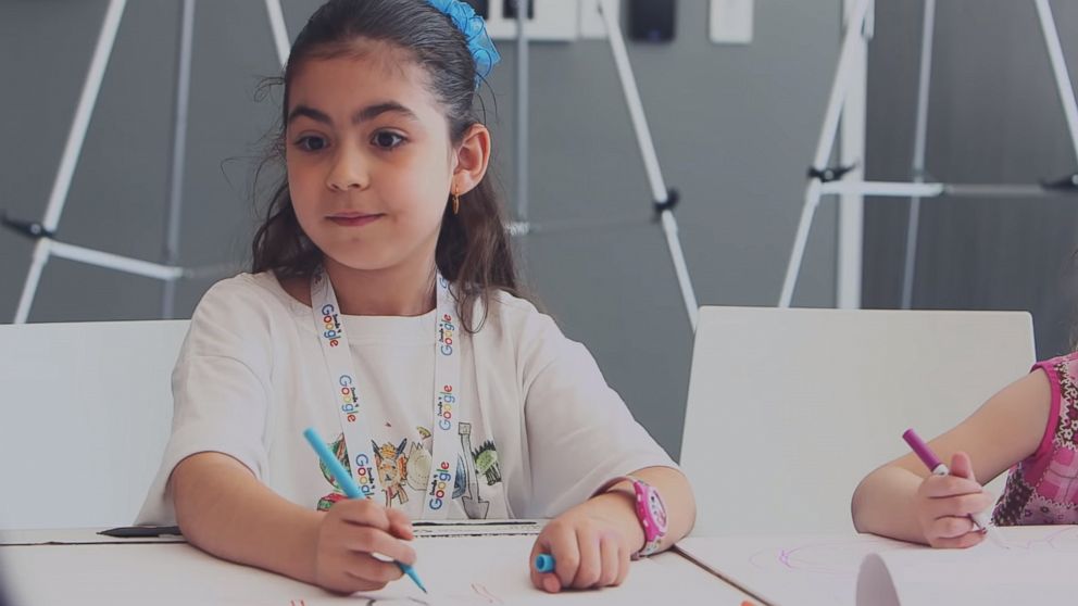 PHOTO: Sarah Gomez-Lane, 6, was named the 2018 winner of the nationwide Doodle for Google contest for her interactive dinosaur drawing.