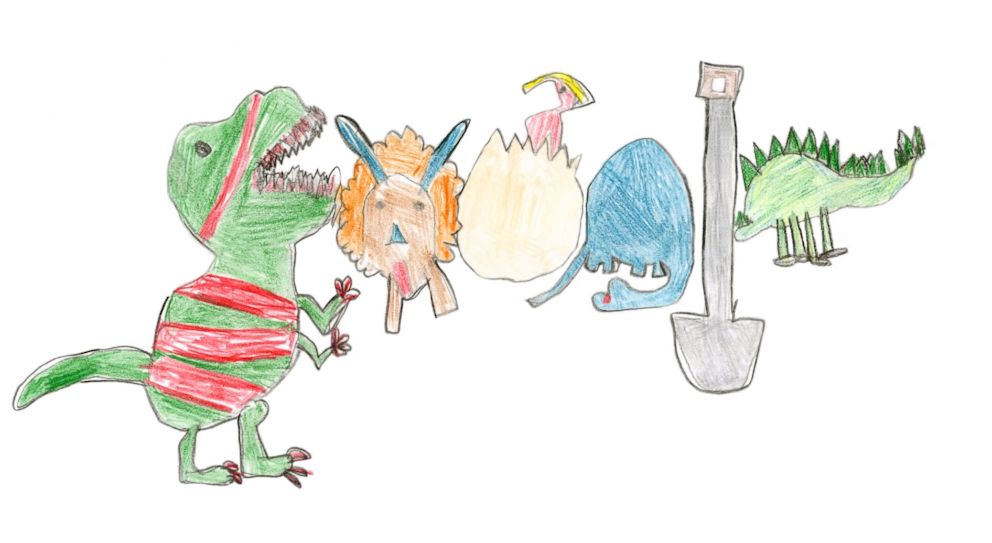 PHOTO: Sarah Gomez-Lane drew dinosaurs for the 2018 Doodle for Google theme, "What inspires you," because she wants to be a paleontologist one day. 