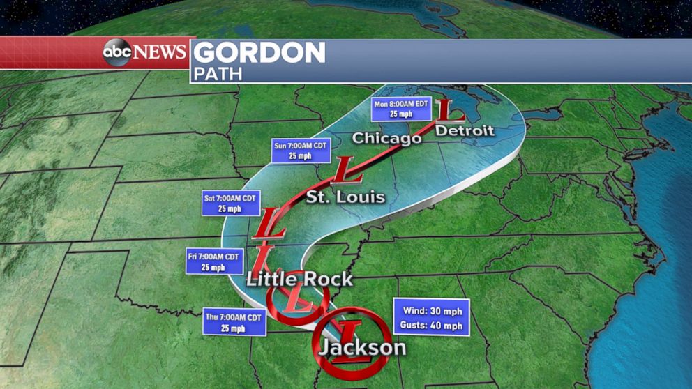 PHOTO: Path of Tropical Depression Gordon.