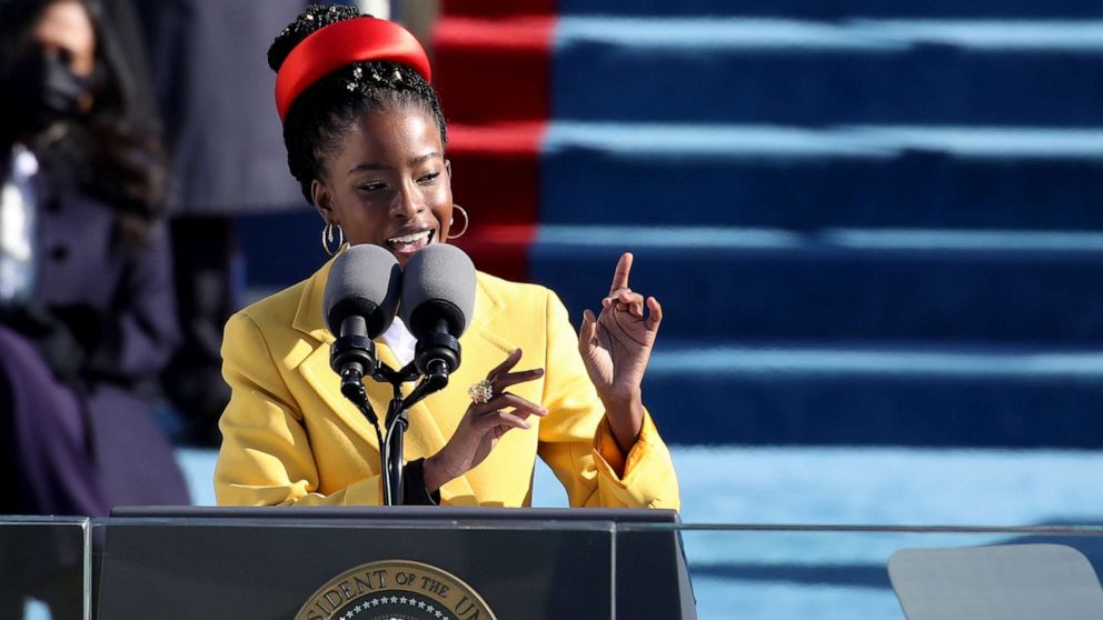 PHOTO: Youth Poet Laureate Amanda Gorman speaks during the inauguration of President-elect Joe Biden on the West Front of the Capitol on Jan. 20, 2021 in Washington, D.C.