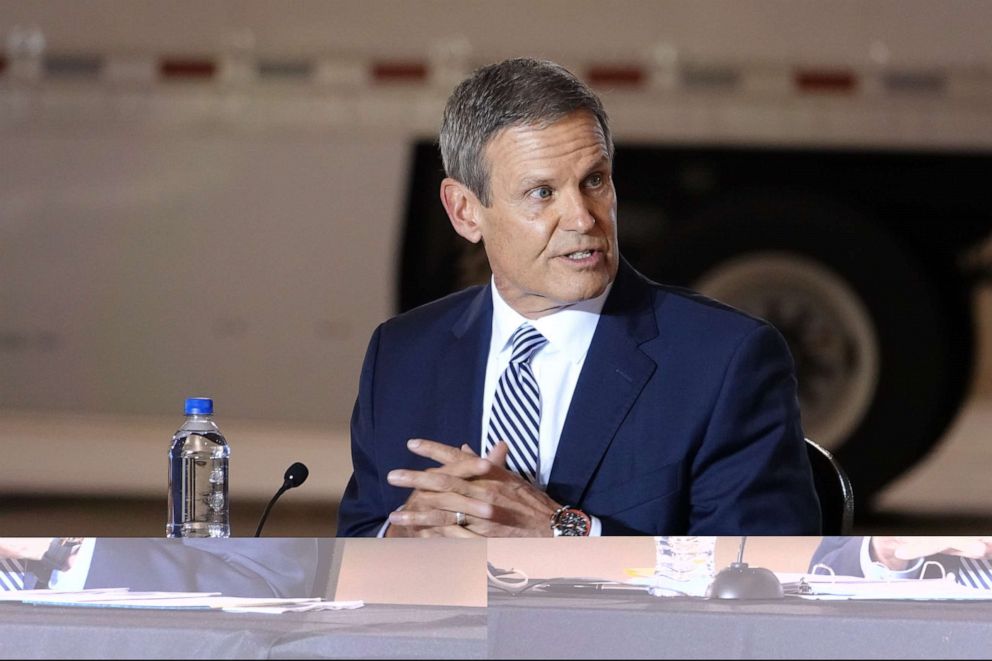 PHOTO: Tennessee Governor Bill Lee participated in a roundtable discussion with Vice President Mike Pence in an Air National Guard hangar at Memphis International Airport in Memphis, Tenn., Dec. 3, 2020.