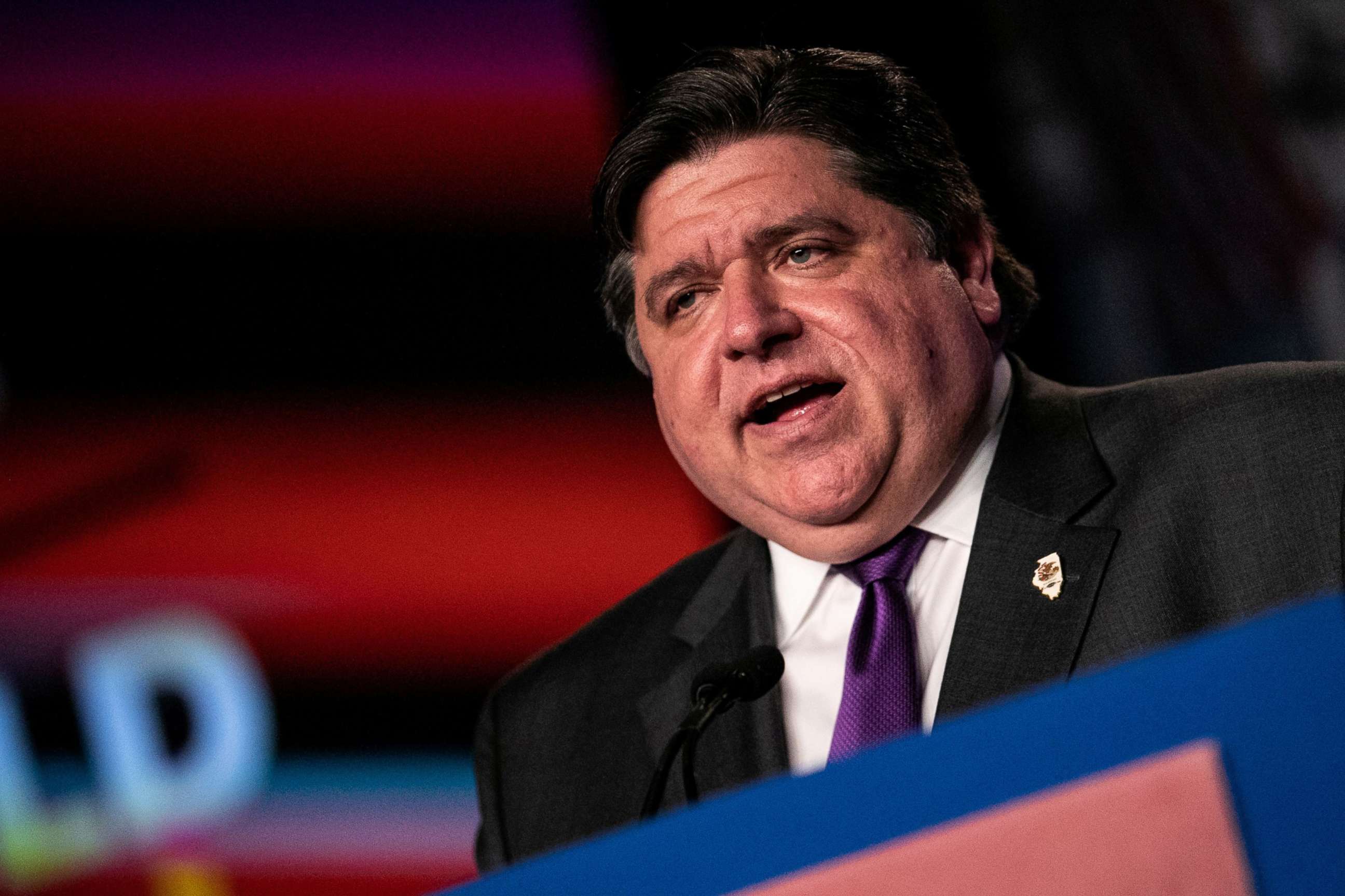 PHOTO: In this April 9, 2019, file photo, Illinois Governor J.B. Pritzker delivers remarks  in Washington, DC.