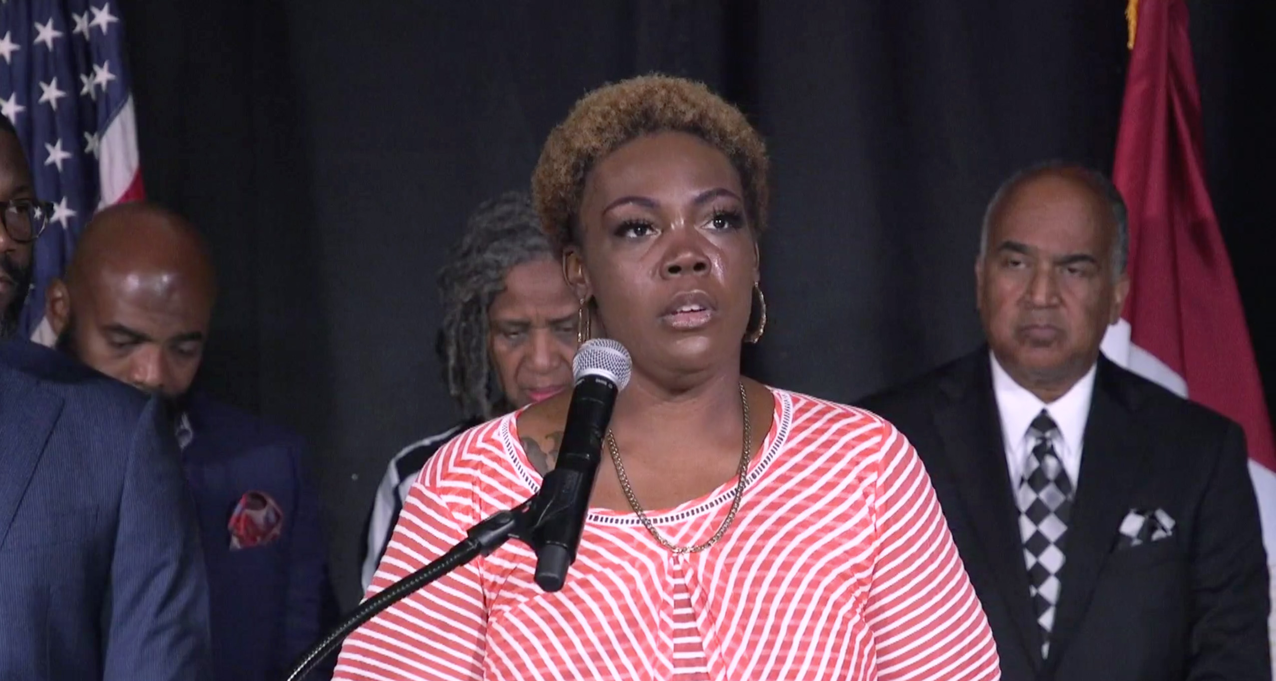 PHOTO: Katrina Grady, the mother of the 8-year-old girl who was shot and injured on May 18, opened up on the terrifying incident at the press conference, June 8, 2021, in Birmingham.