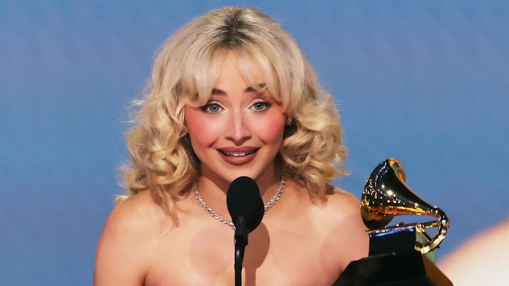 PHOTO: Sabrina Carpenter accepts the Best Pop Vocal Album award for "Short n' Sweet" during the 67th Annual GRAMMY Awards, Feb. 2, 2025 in Los Angeles.