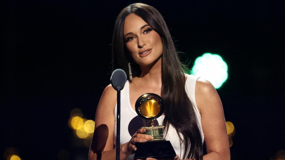 PHOTO: Kacey Musgraves receives the Best Country Song award for The Architect during the premiere ceremony of the 67th Annual Grammy Awards in Los Angeles, Feb. 2, 2025. 