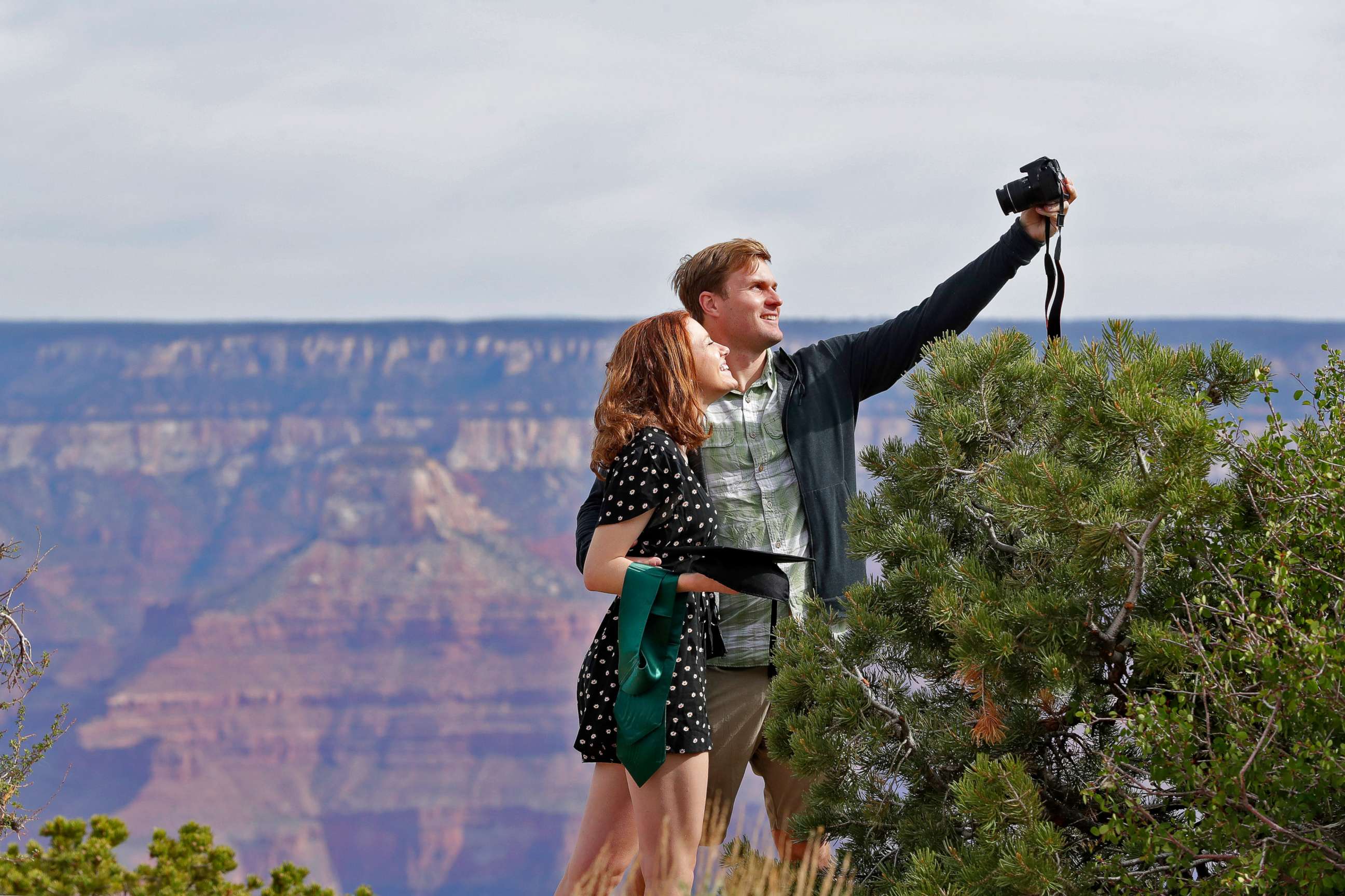 PHOTO: Recent Baylor University graduate Cady Malachowski takes a photo with Andrew Fink at the Grand Canyon, May 15, 2020, in Grand Canyon, Ariz. 