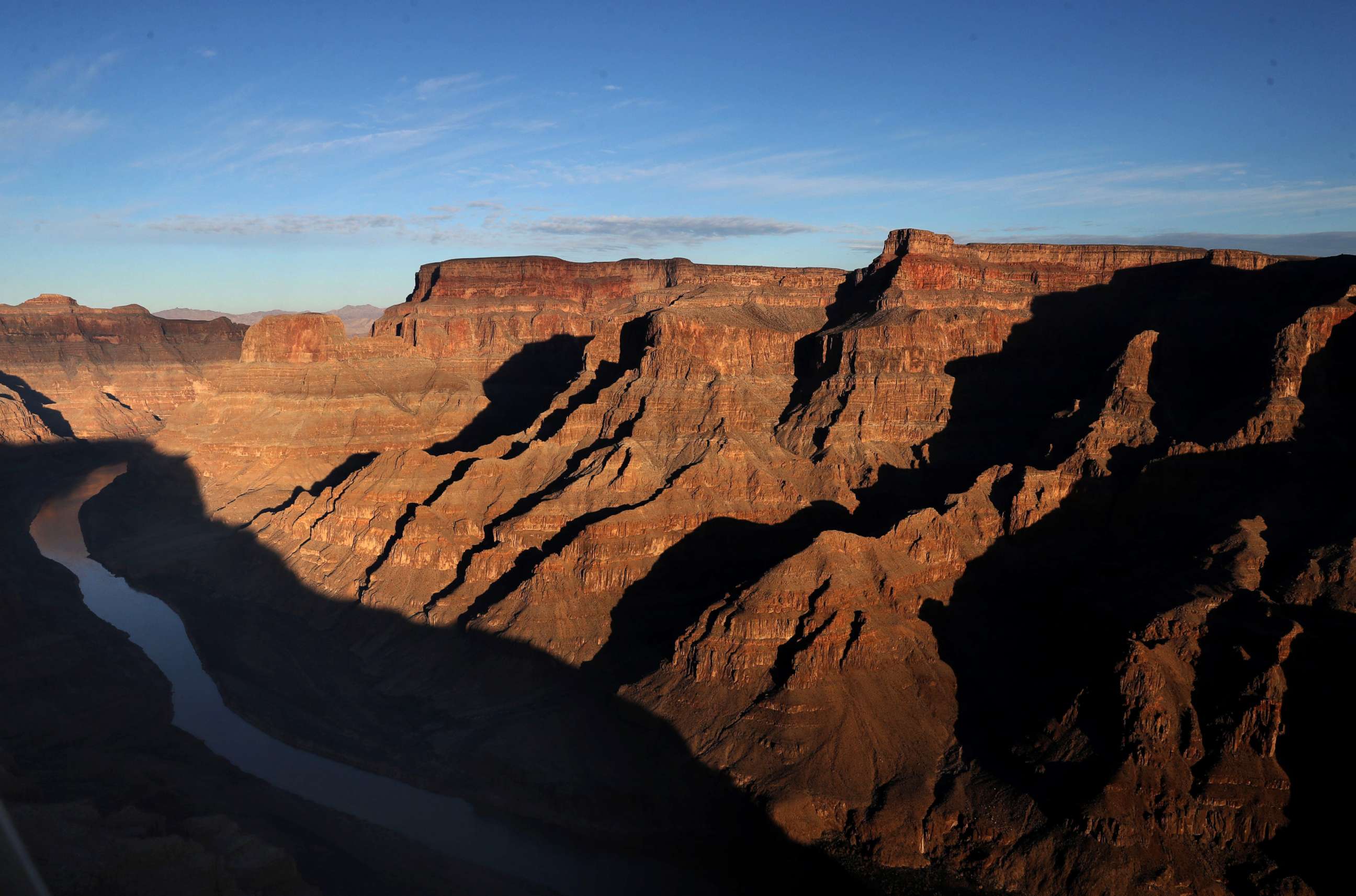 PHOTO: The Colorado River winds its way along the West Rim of the Grand Canyon in the Hualapai Indian Reservation on January 10, 2019 near Peach Springs, Arizona.