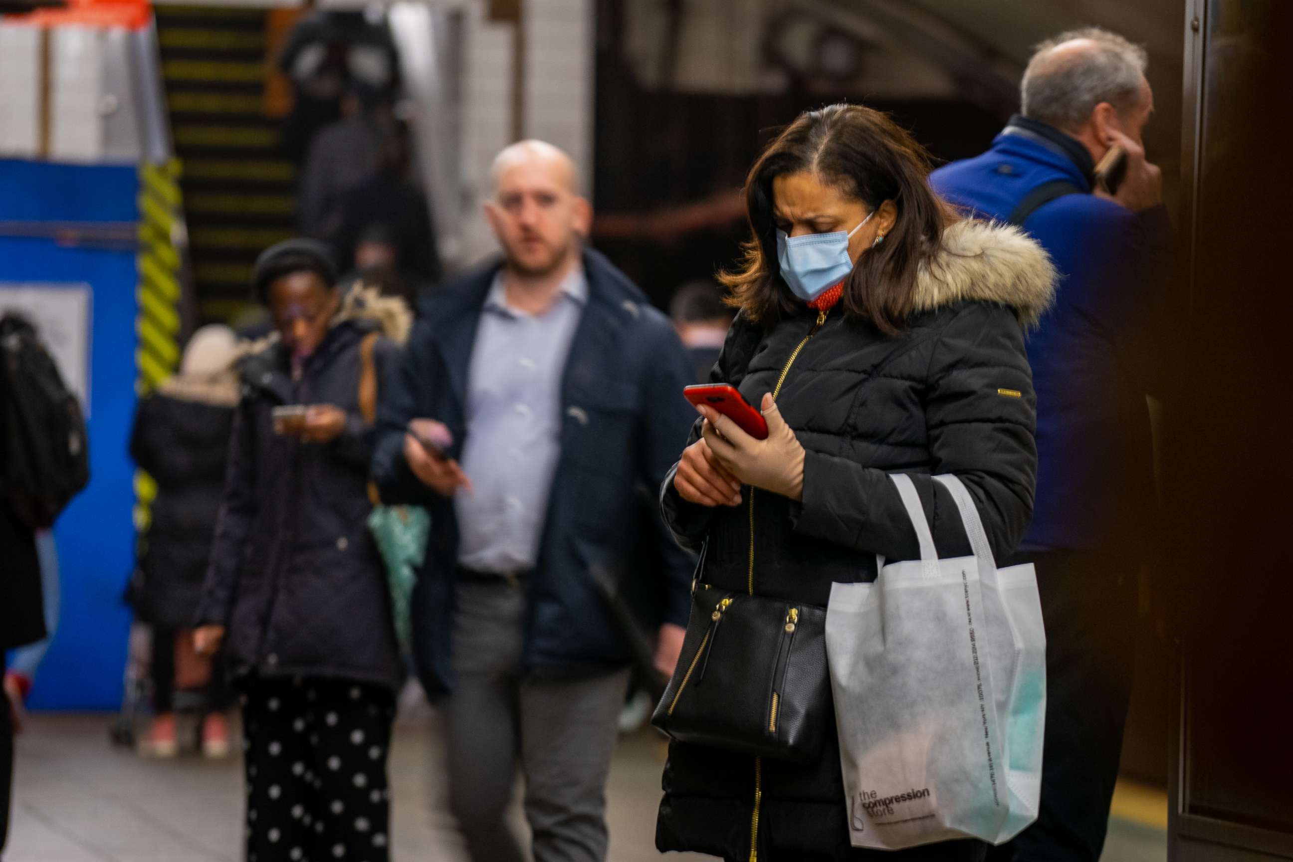 PHOTO: A traveler wears a medical mask at Grand Central station in the Manhattan borough of New York City, New York, U.S., March 5, 2020.