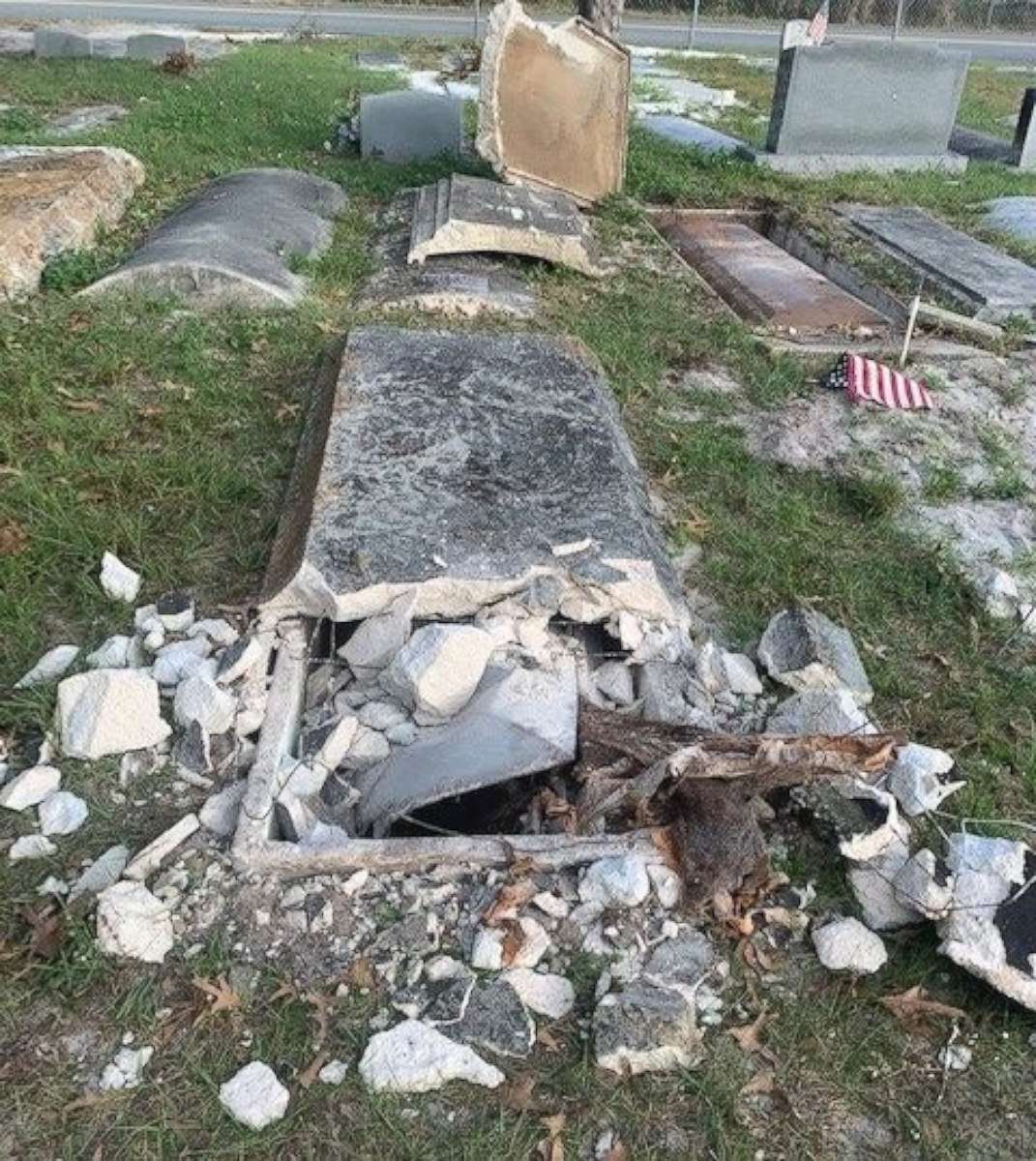 PHOTO: On Dec. 6, 2020, four graves at the Edgewood Cemetery in Mount Dora, Florida, were discovered to have been disturbed and, according to the Polk County Sheriff’s Office, a crowbar had been used to remove the lids of the tombs.