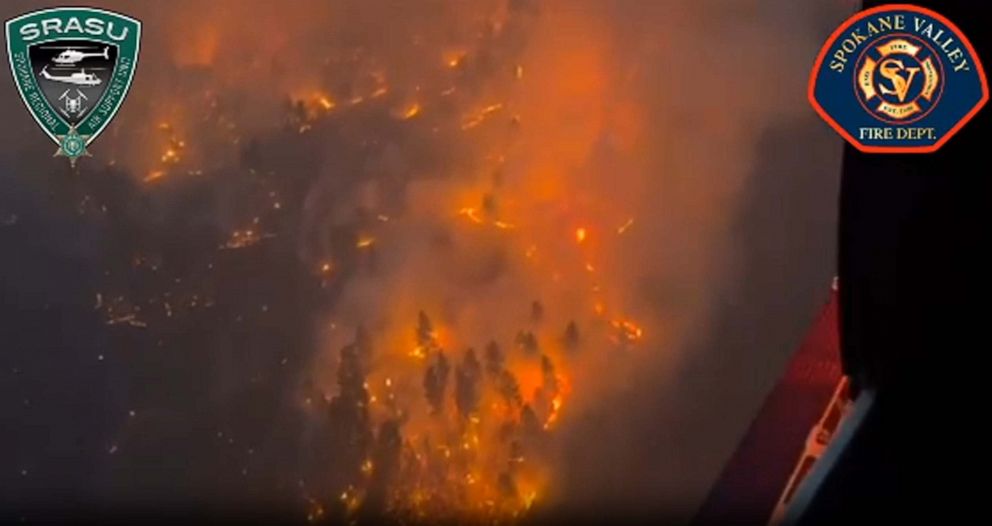 PHOTO: In this screen grab from an aerial video, the Gray Fire burns near Medical Lake outside Spokane Wash., on Aug. 19, 2023.