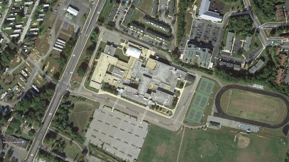 PHOTO: A Google map shows the location of Great Mills High School in Great Mills, M.D.