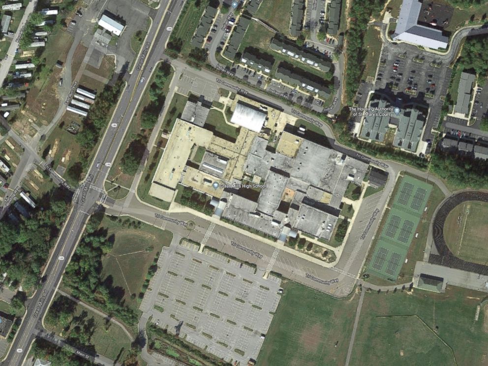 PHOTO: A Google map shows the location of Great Mills High School in Great Mills, M.D.