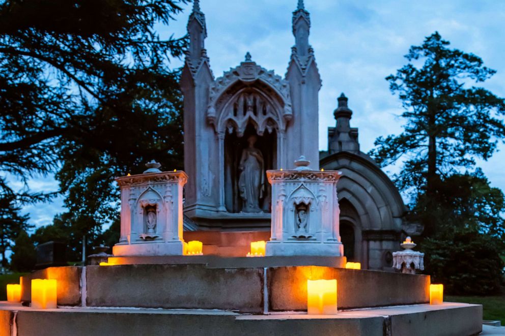 PHOTO: Charlotte Canda's monument at Green-Wood Cemetery in Brooklyn, N.Y., during 2018's Nightfall event.