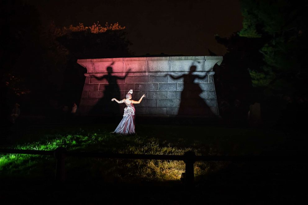 PHOTO: A performer in Nightfall at Green-Wood Cemetery in Brooklyn, N.Y., in 2018.