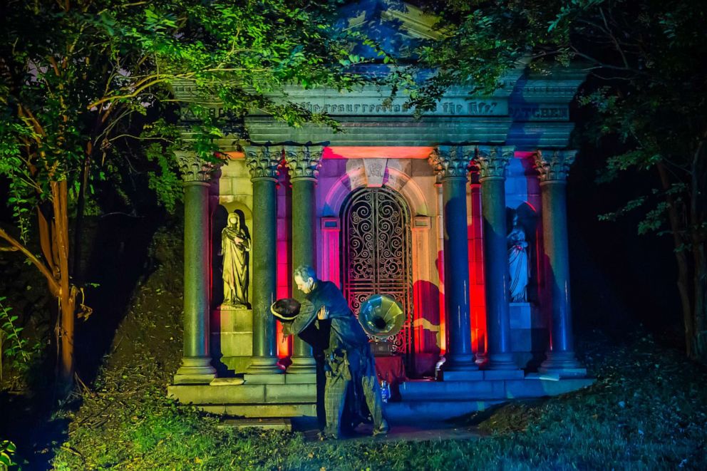 PHOTO: A performer in Nightfall at Green-Wood Cemetery in Brooklyn, N.Y., in 2018.