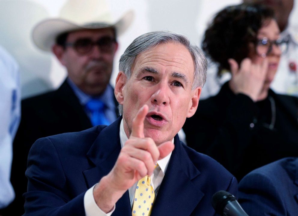 PHOTO: Texas Gov. Greg Abbott speaks during a news conference in San Antonio, March 16, 2020.