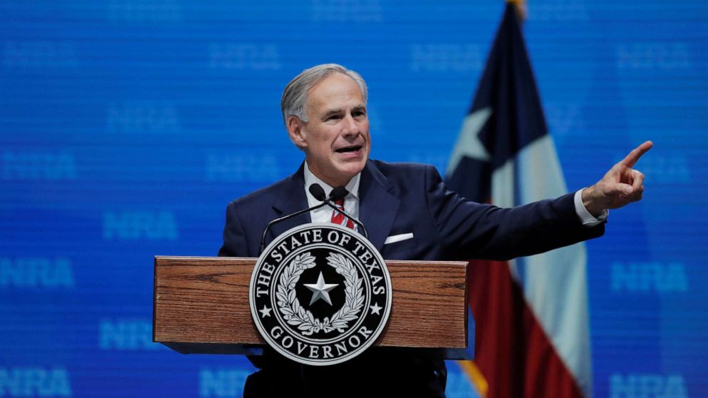 PHOTO: Texas Governor Greg Abbott speaks in Dallas, Texas, May 4, 2018.